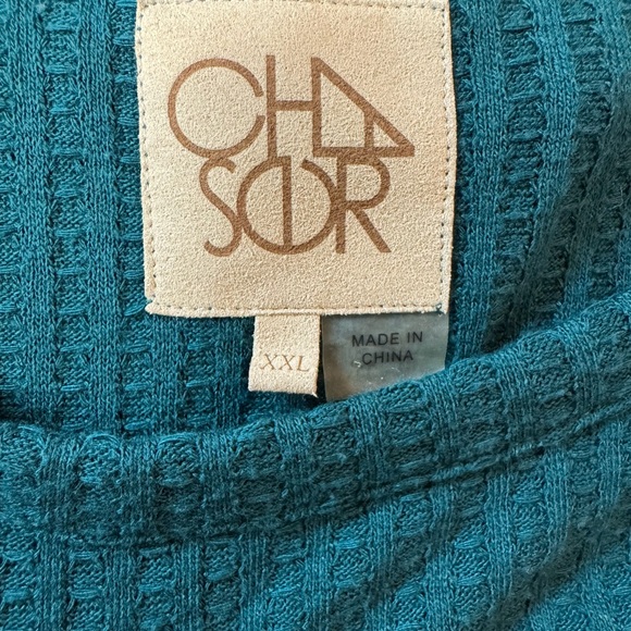 Chaser Teal Waffle Knit Thermal Long Sleeve Top Womens XXL Stretch - Picture 4 of 4